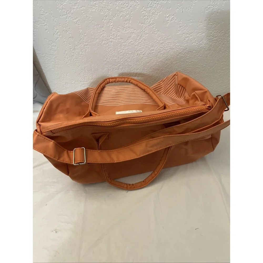 Vintage Jordache Duffel Bag Orange White Striped Retro 80s 90s ORIGINAL Zipper